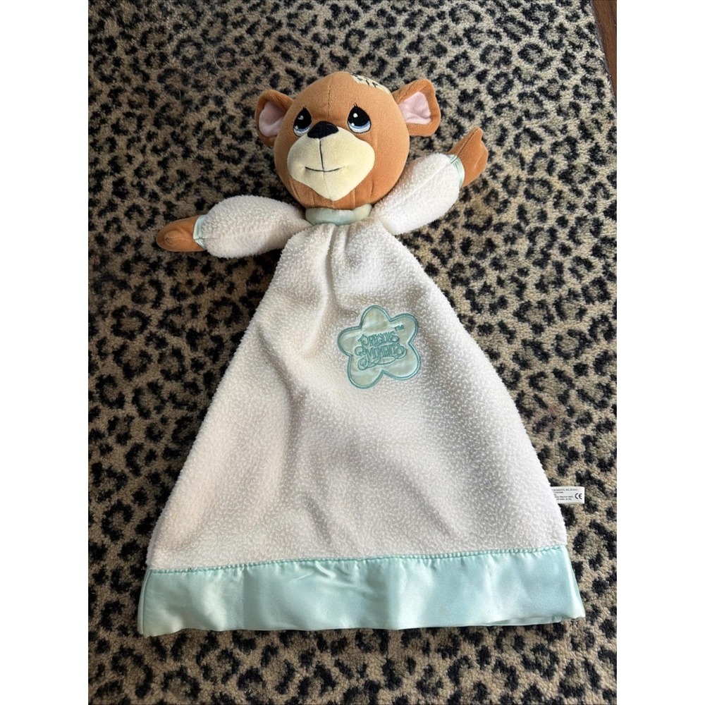 Vintage 2001 Precious Moments Bear Lovey Security Blanket Luv N Care Blue Satin